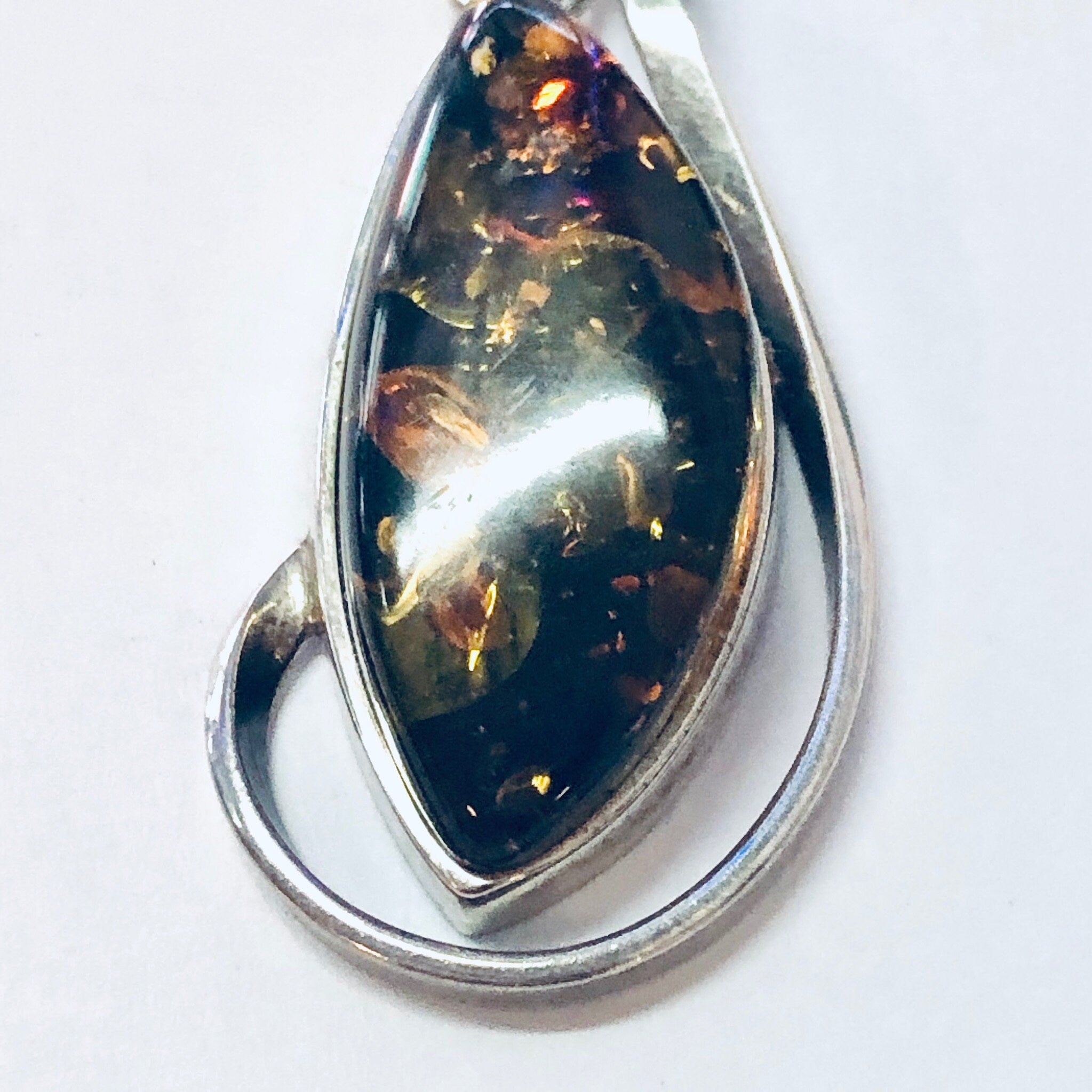 Vintage Pendant, Silver Pendant, Vintage Necklace, Amber Pendant, Amber Jewelry, Unique Pendant, Vintage Jewelry, 925 Pendant, Yellow Orange