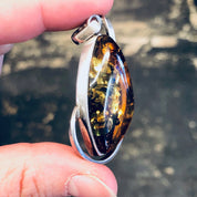 Vintage Pendant, Silver Pendant, Vintage Necklace, Amber Pendant, Amber Jewelry, Unique Pendant, Vintage Jewelry, 925 Pendant, Yellow Orange