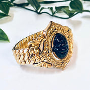 Vintage Bracelet, Gold Toned Bracelet, Unique Jewelry, Vintage Jewelry, Stretchy Bracelet, Small Bracelet, Gold, Blue, Purple, Cabochon,