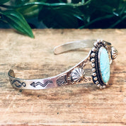 Vintage Bracelet, Silver Bracelet, Cuff Bracelet, Vintage Jewelry, Turquoise Bracelet, Southwestern Jewelry, Stamped Silver, Small Cuff, 925