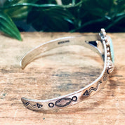 Vintage Bracelet, Silver Bracelet, Cuff Bracelet, Vintage Jewelry, Turquoise Bracelet, Southwestern Jewelry, Stamped Silver, Small Cuff, 925
