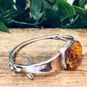 Vintage Bracelet, Bangle Bracelet, Amber Jewelry, Vintage Jewelry, Large Bracelet, Amber Bracelet, Simple Jewelry, Statement Piece, 925 Cuff