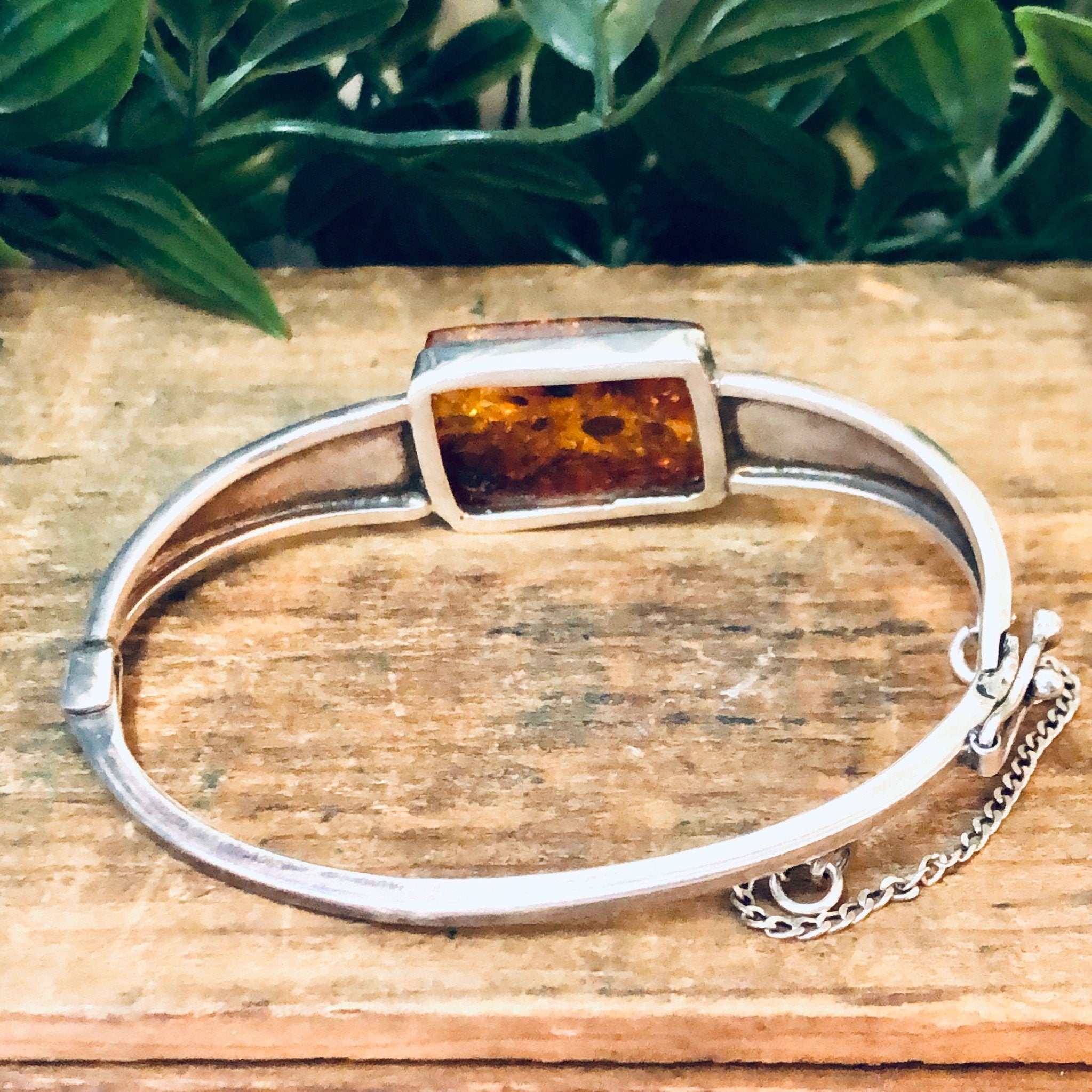 Vintage Bracelet, Bangle Bracelet, Amber Jewelry, Vintage Jewelry, Large Bracelet, Amber Bracelet, Simple Jewelry, Statement Piece, 925 Cuff