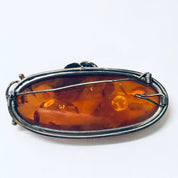 Vintage Brooch, Vintage Pendant, Silver Brooch, Vintage Necklace, Amber Pendant, Amber Jewelry, Vintage Jewelry, Large Brooch, Statement 925