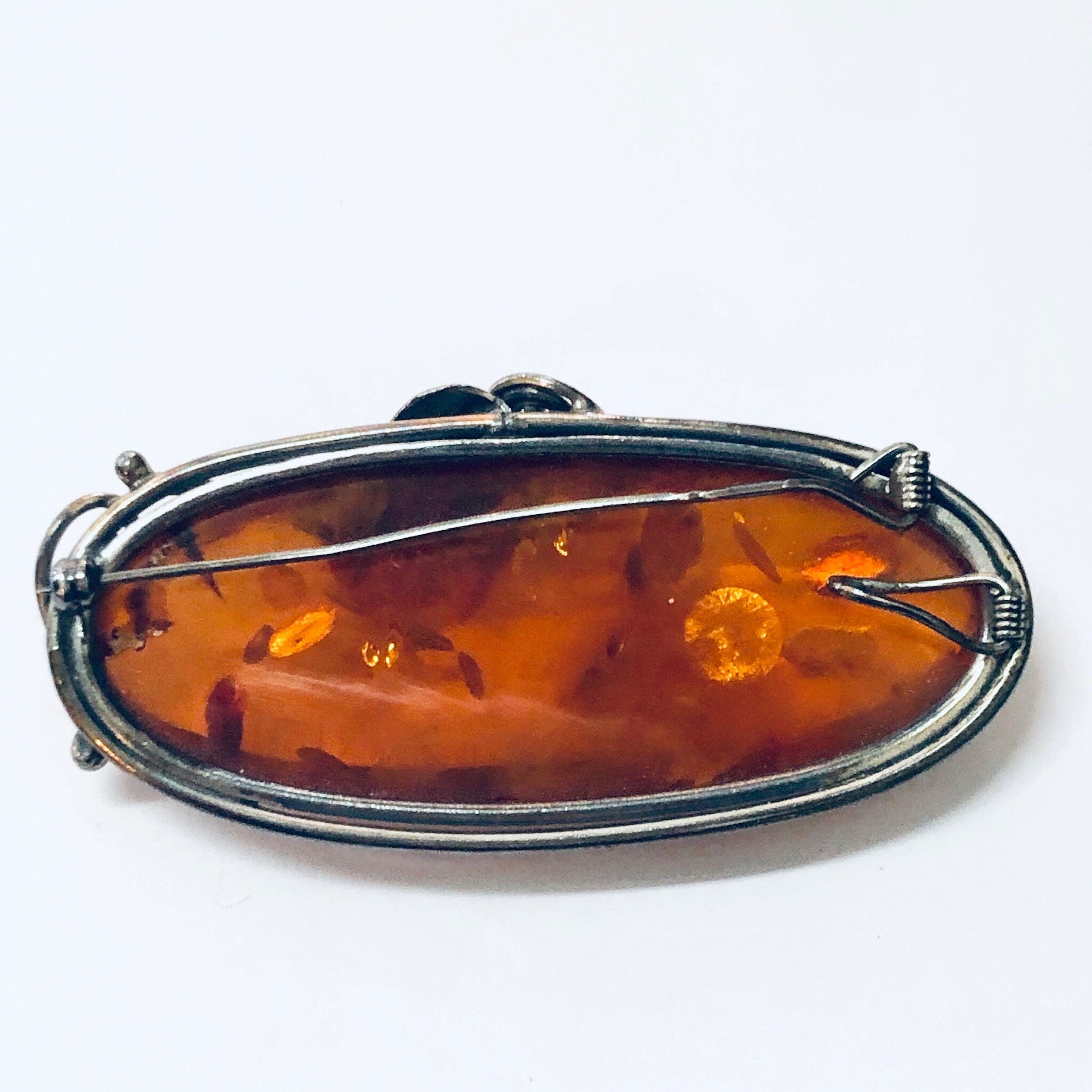 Vintage Brooch, Vintage Pendant, Silver Brooch, Vintage Necklace, Amber Pendant, Amber Jewelry, Vintage Jewelry, Large Brooch, Statement 925