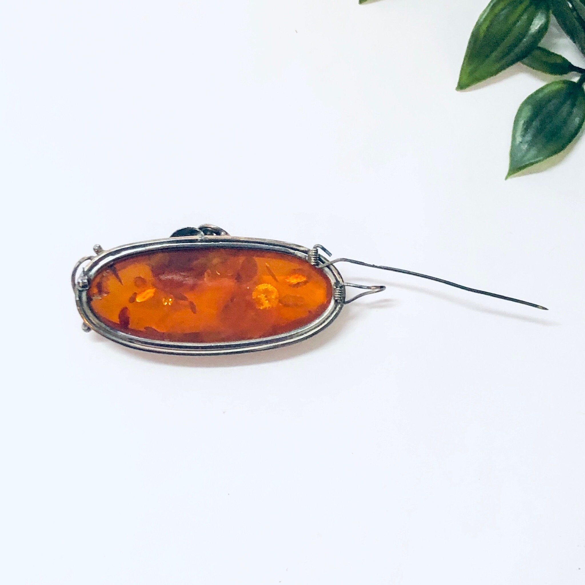 Vintage Brooch, Vintage Pendant, Silver Brooch, Vintage Necklace, Amber Pendant, Amber Jewelry, Vintage Jewelry, Large Brooch, Statement 925
