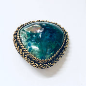 Vintage Brooch, Silver Brooch, Made in Israel, Blue stone, Green Stone, Gold Plated Silver, Vintage Pendant, Vintage Necklace, Unique Stone