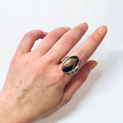 Vintage Ring, Gold Ring, Moss Agate Ring, 14K Ring, 14 Carat Gold, Polished Stone, Natural Stone, Spotted Gemstone, Vintage Jewelry, Gold