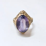 Vintage Ring, Gold Ring, Amethyst Ring, 14 Carat Gold, 14K Yellow Gold, Gold and Purple, Large Ring, Statement Ring, Vintage Jewelry, Unique