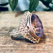 Vintage Ring, Gold Ring, Amethyst Ring, 14 Carat Gold, 14K Yellow Gold, Gold and Purple, Large Ring, Statement Ring, Vintage Jewelry, Unique