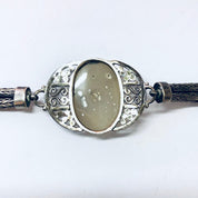Vintage Bracelet, Silver Bracelet, Druzy Quartz Stone, Raw Quartz, Clear Quartz, Toggle bracelet, Sleek Jewelry, Vintage Jewelry, Silver 925