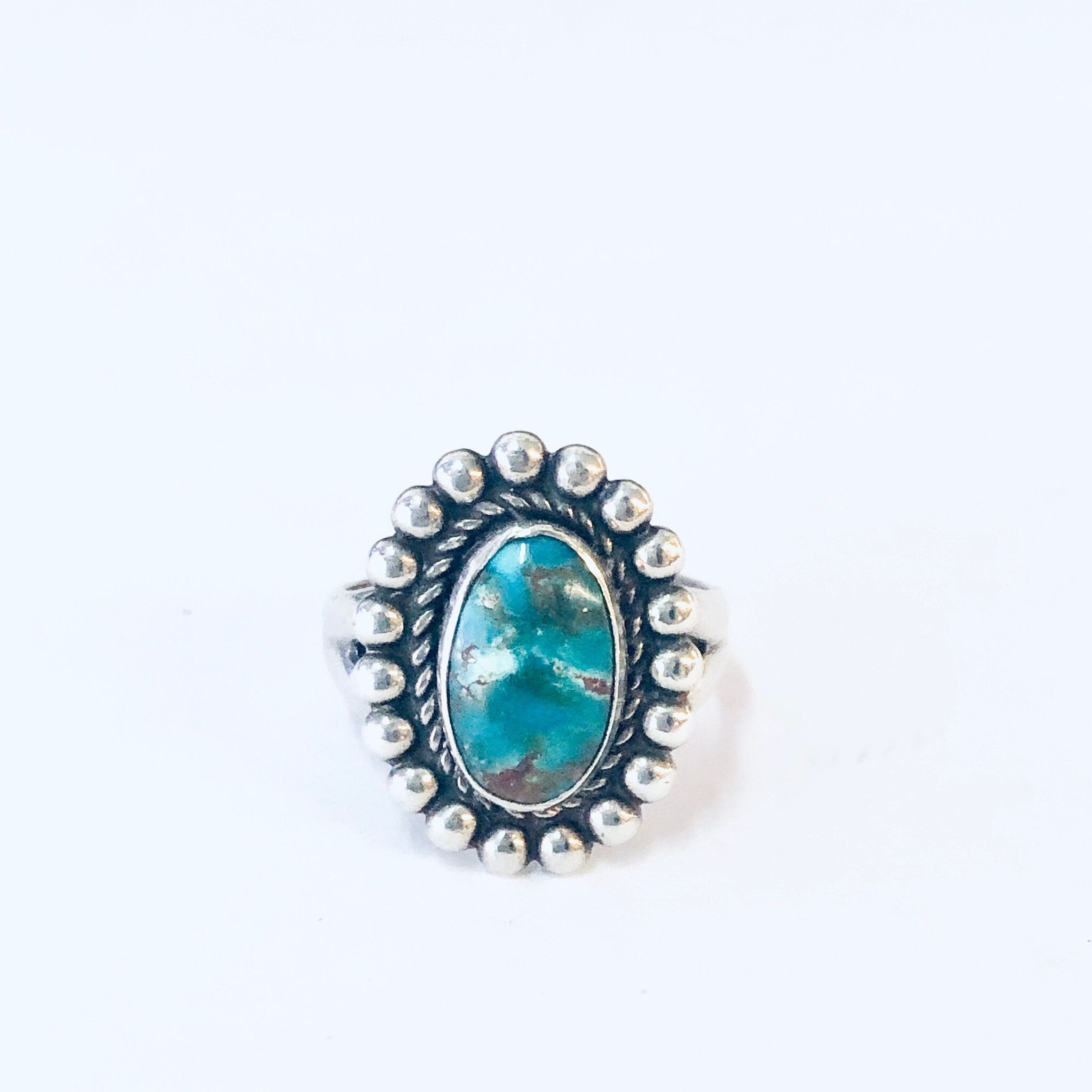 Vintage Ring, Silver Ring, Turquoise Ring, Southwestern Jewelry, Boho Jewelry, Bohemian Style, Vintage Jewelry, Unique Ring, Green, Blue,