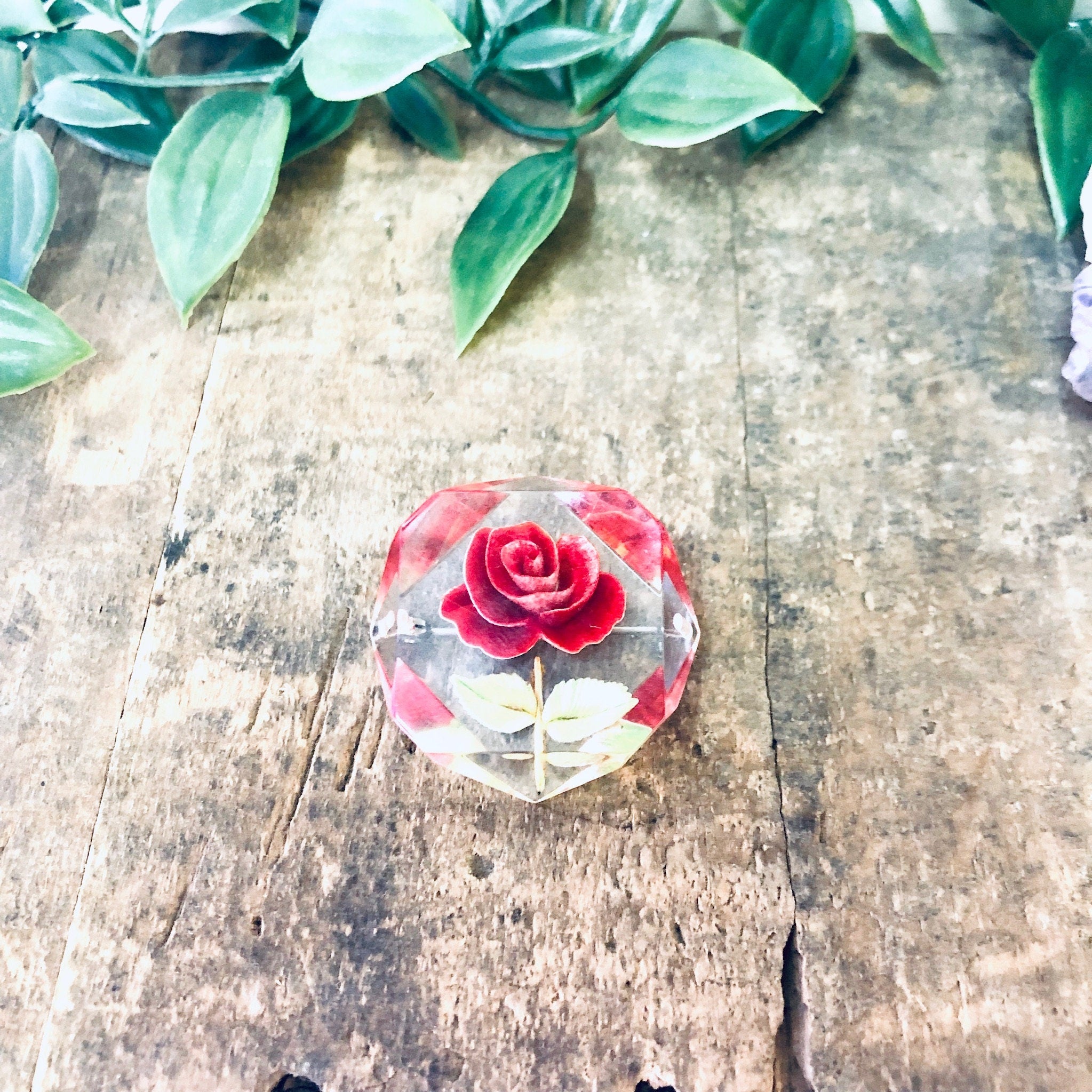 Vintage Brooch, Rose Brooch, Rose Pin, Vintage Pin, Clear Brooch, Flower Pin, Floral Design, Unique Jewelry, Vintage Jewelry, Red Rose, Pin