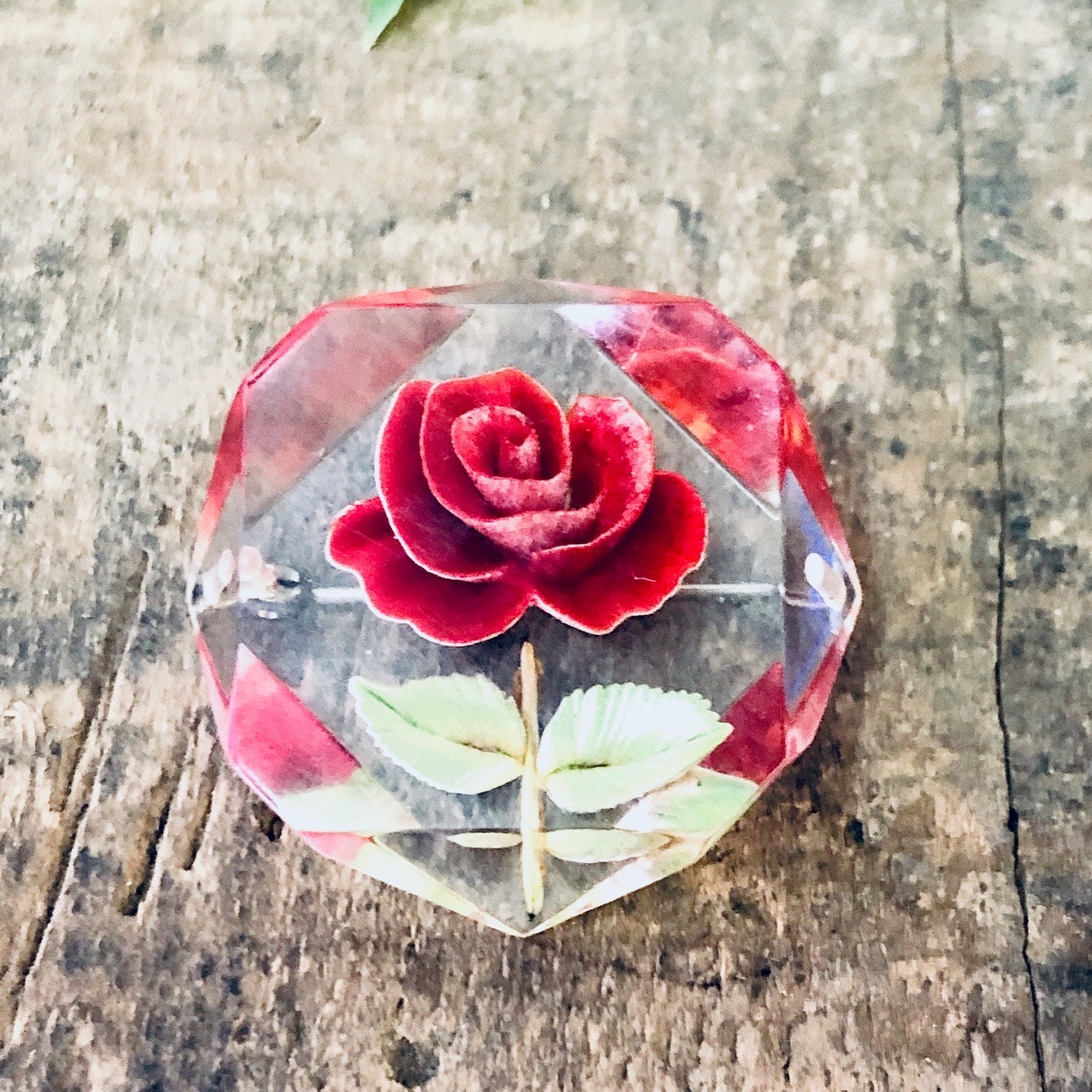 Vintage Brooch, Rose Brooch, Rose Pin, Vintage Pin, Clear Brooch, Flower Pin, Floral Design, Unique Jewelry, Vintage Jewelry, Red Rose, Pin