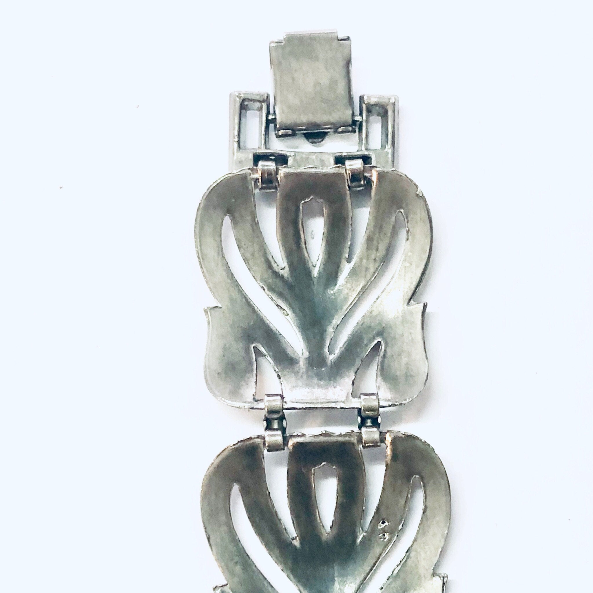 Vintage Bracelet, Link Bracelet, Vintage Jewelry, Statement Jewelry, Silver Toned Bracelet, Costume Jewelry, Cut Out Bracelet, Unique