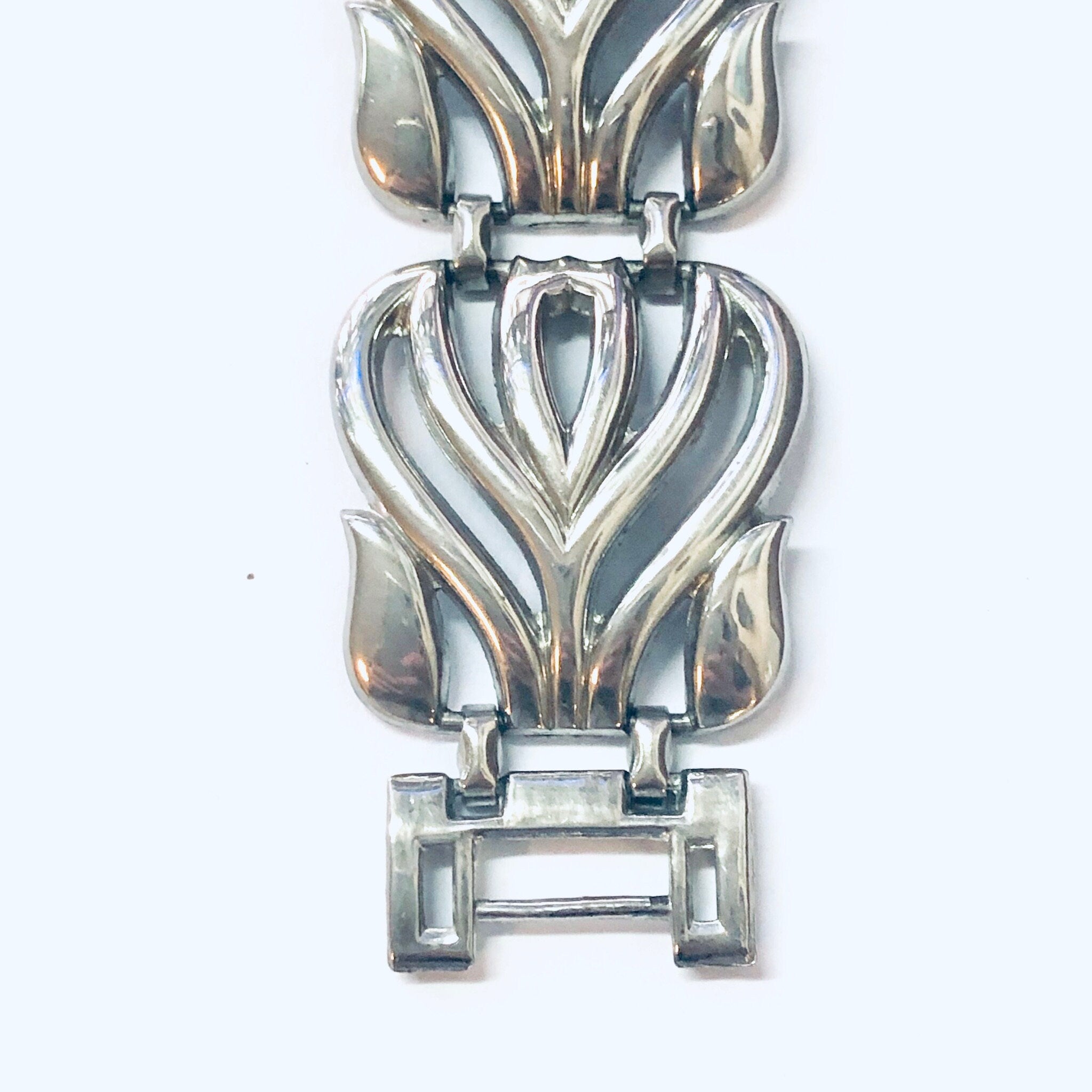Vintage Bracelet, Link Bracelet, Vintage Jewelry, Statement Jewelry, Silver Toned Bracelet, Costume Jewelry, Cut Out Bracelet, Unique