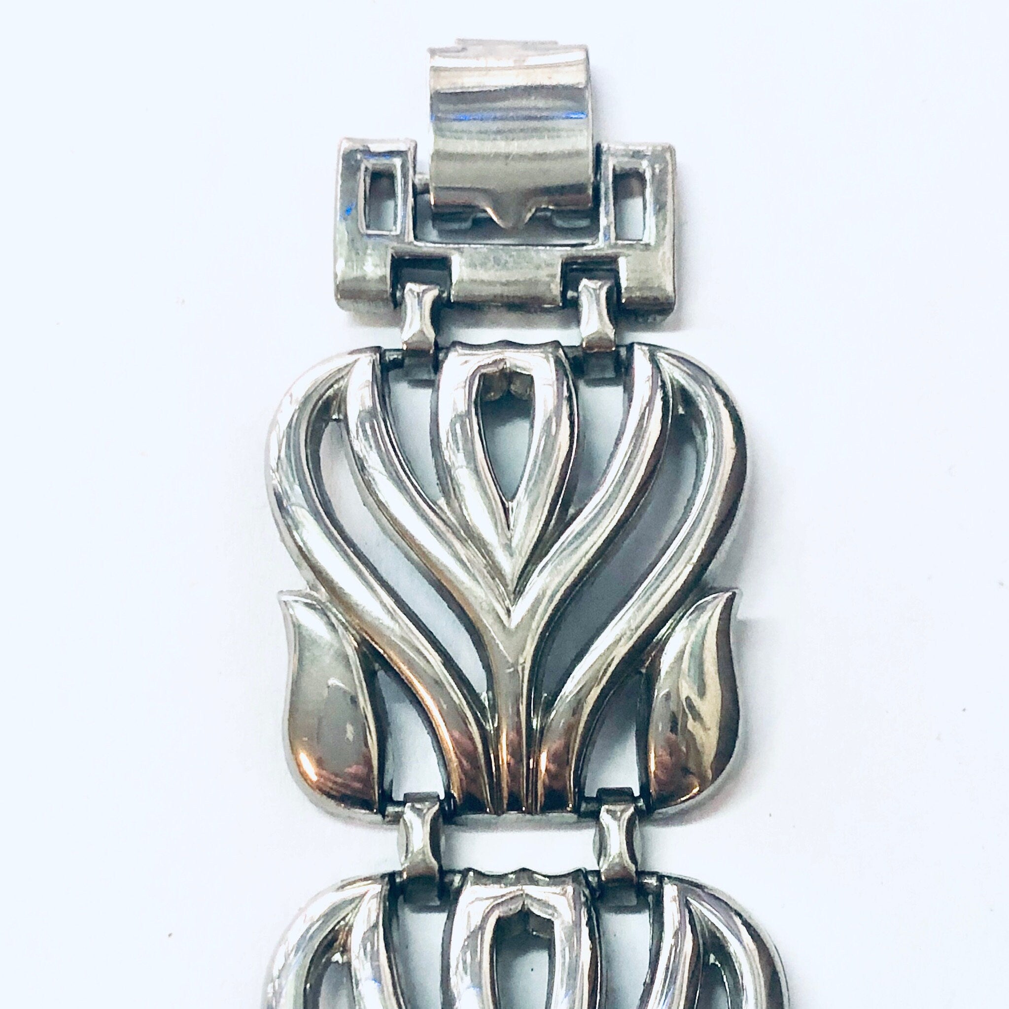 Vintage Bracelet, Link Bracelet, Vintage Jewelry, Statement Jewelry, Silver Toned Bracelet, Costume Jewelry, Cut Out Bracelet, Unique