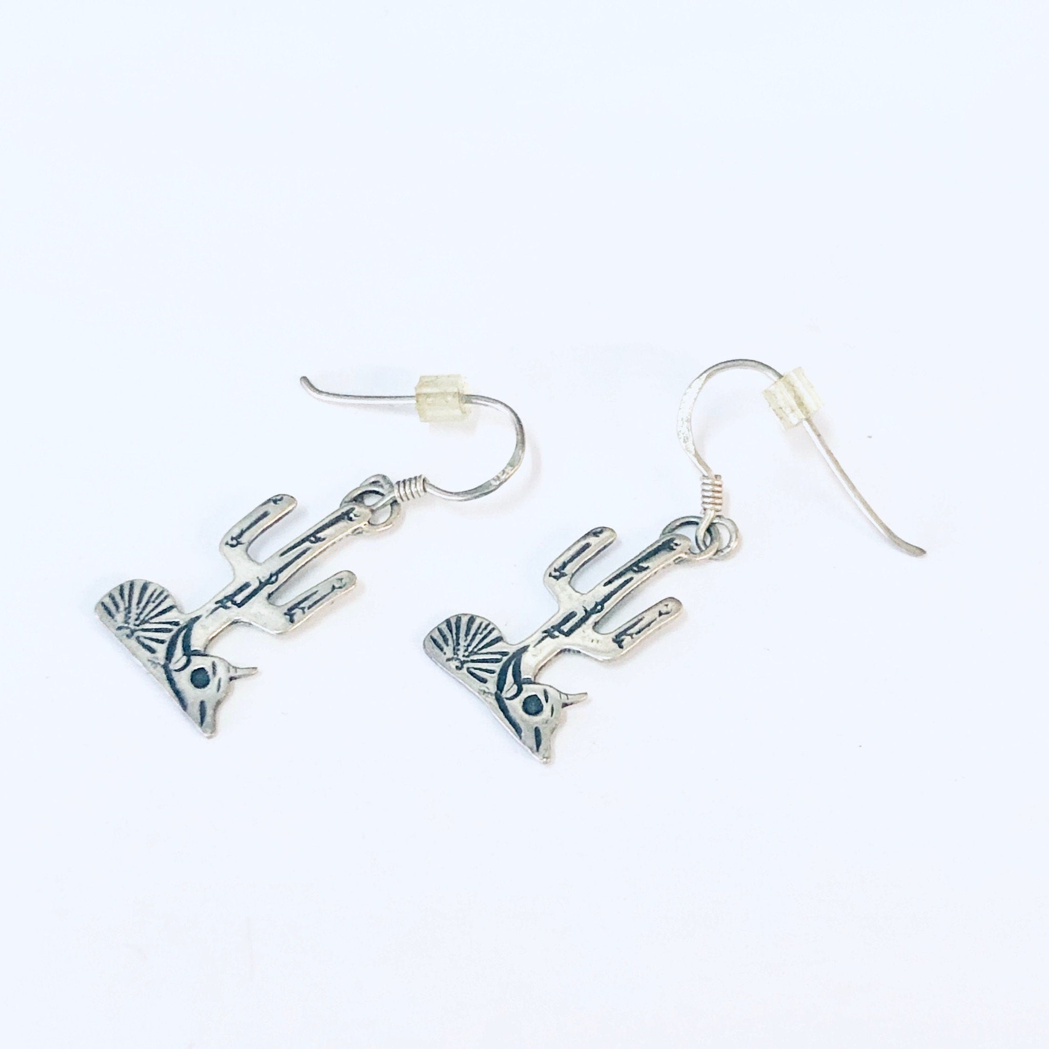 Vintage Earrings, Dangle Earrings, Cactus Jewelry, Taxidermy Jewelry, Vintage Jewelry, Silver Earrings, Cactus Earrings, 925 Earrings,