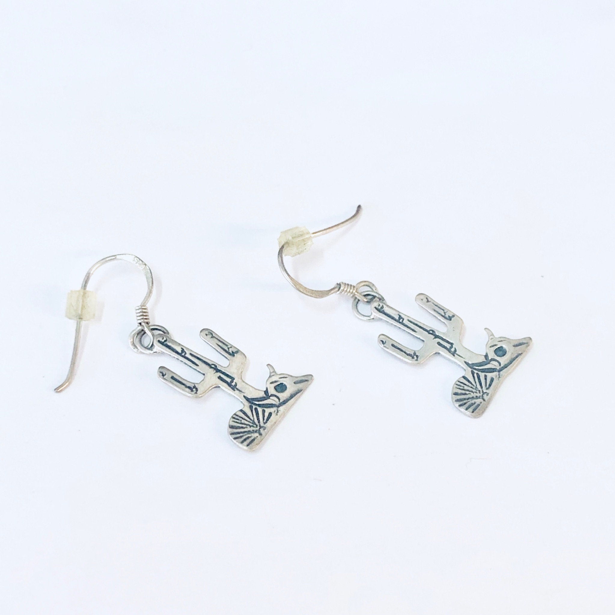 Vintage Earrings, Dangle Earrings, Cactus Jewelry, Taxidermy Jewelry, Vintage Jewelry, Silver Earrings, Cactus Earrings, 925 Earrings,