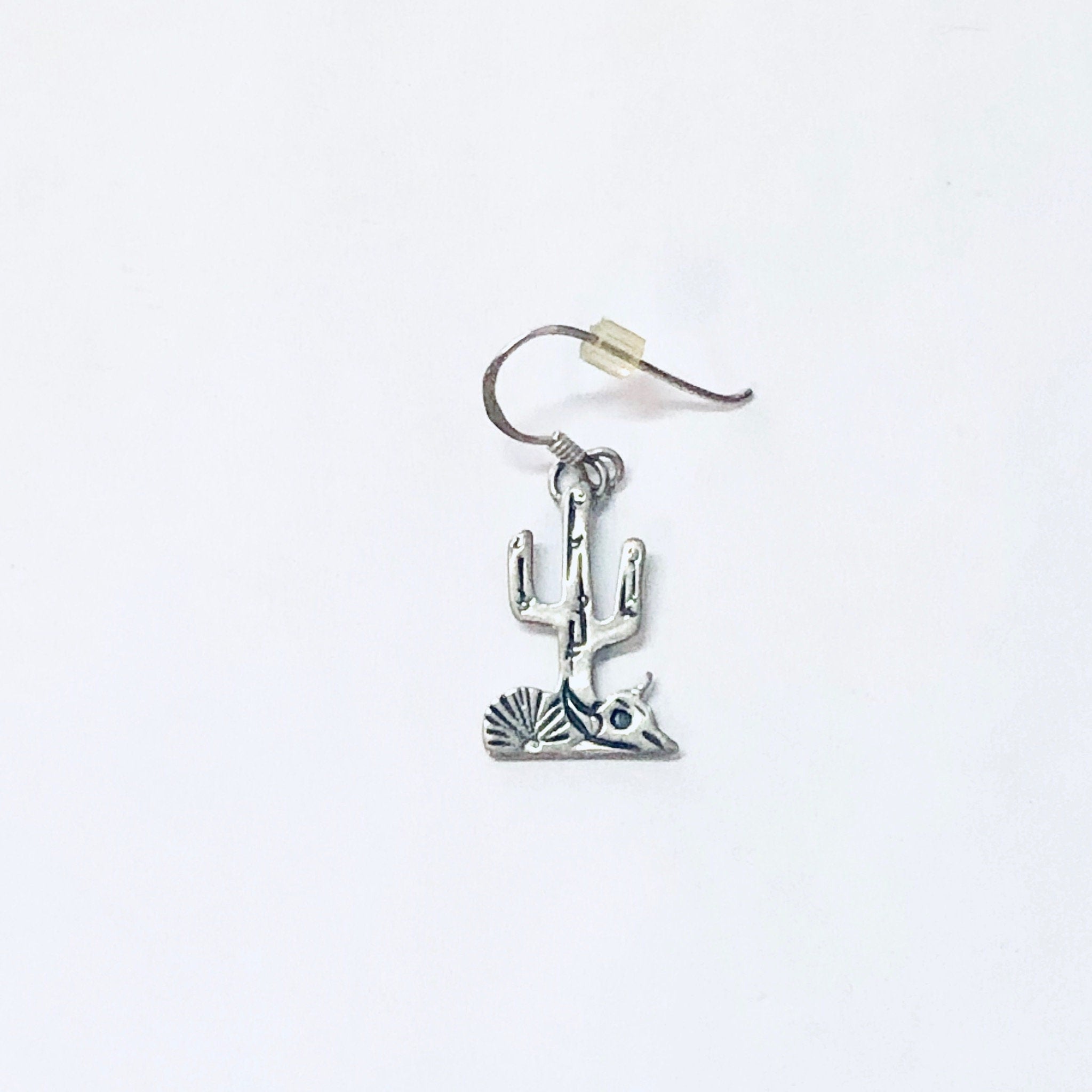 Vintage Earrings, Dangle Earrings, Cactus Jewelry, Taxidermy Jewelry, Vintage Jewelry, Silver Earrings, Cactus Earrings, 925 Earrings,