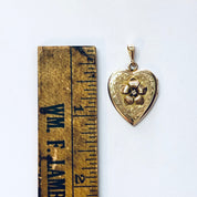 Vintage Locket, 10K Gold Locket, Flower Locket, Heart Locket, Gold Jewelry, Vintage Jewelry, Etched Locket, Vintage Pendant, Locket Pendant