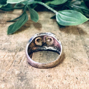 Vintage Ring, Owl Ring, Silver Ring, Mother of Pearl, Statement Jewelry, Animal Ring, Bird Ring, Unique Jewelry, Vintage Jewelry, 925 Ring