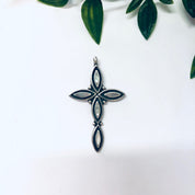Vintage Cross, Cross Pendant, Silver Cross, Vintage Pendant, Abalone Shell, Abalone Jewelry, Religious Jewelry, Religious Necklace, Vintage