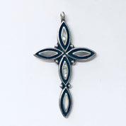 Vintage Cross, Cross Pendant, Silver Cross, Vintage Pendant, Abalone Shell, Abalone Jewelry, Religious Jewelry, Religious Necklace, Vintage