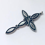 Vintage Cross, Cross Pendant, Silver Cross, Vintage Pendant, Abalone Shell, Abalone Jewelry, Religious Jewelry, Religious Necklace, Vintage