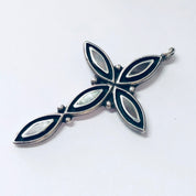 Vintage Cross, Cross Pendant, Silver Cross, Vintage Pendant, Abalone Shell, Abalone Jewelry, Religious Jewelry, Religious Necklace, Vintage