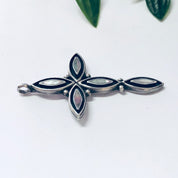 Vintage Cross, Cross Pendant, Silver Cross, Vintage Pendant, Abalone Shell, Abalone Jewelry, Religious Jewelry, Religious Necklace, Vintage