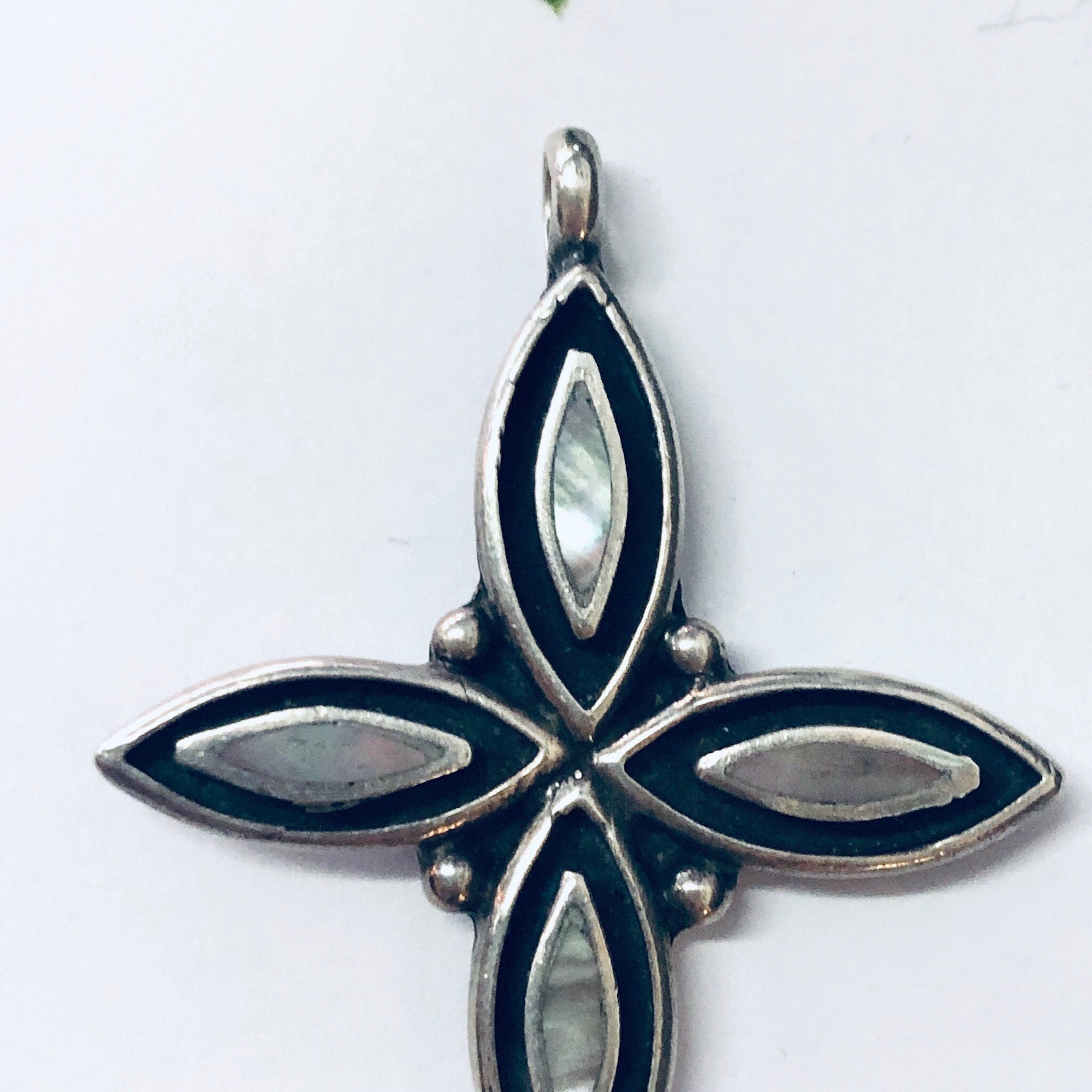 Vintage Cross, Cross Pendant, Silver Cross, Vintage Pendant, Abalone Shell, Abalone Jewelry, Religious Jewelry, Religious Necklace, Vintage