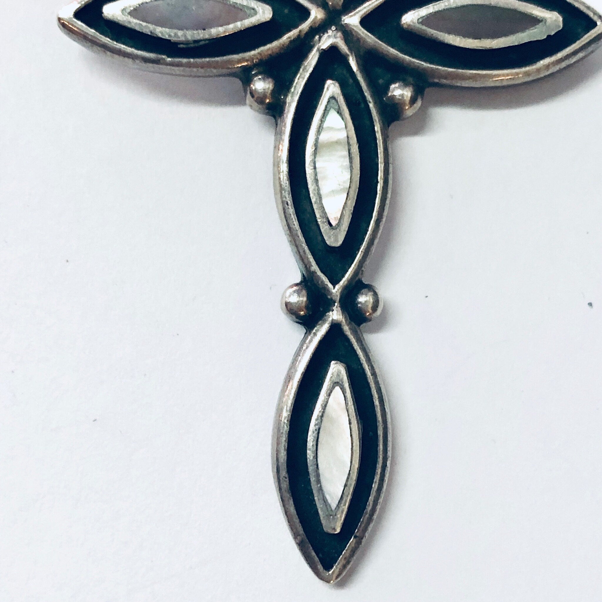 Vintage Cross, Cross Pendant, Silver Cross, Vintage Pendant, Abalone Shell, Abalone Jewelry, Religious Jewelry, Religious Necklace, Vintage