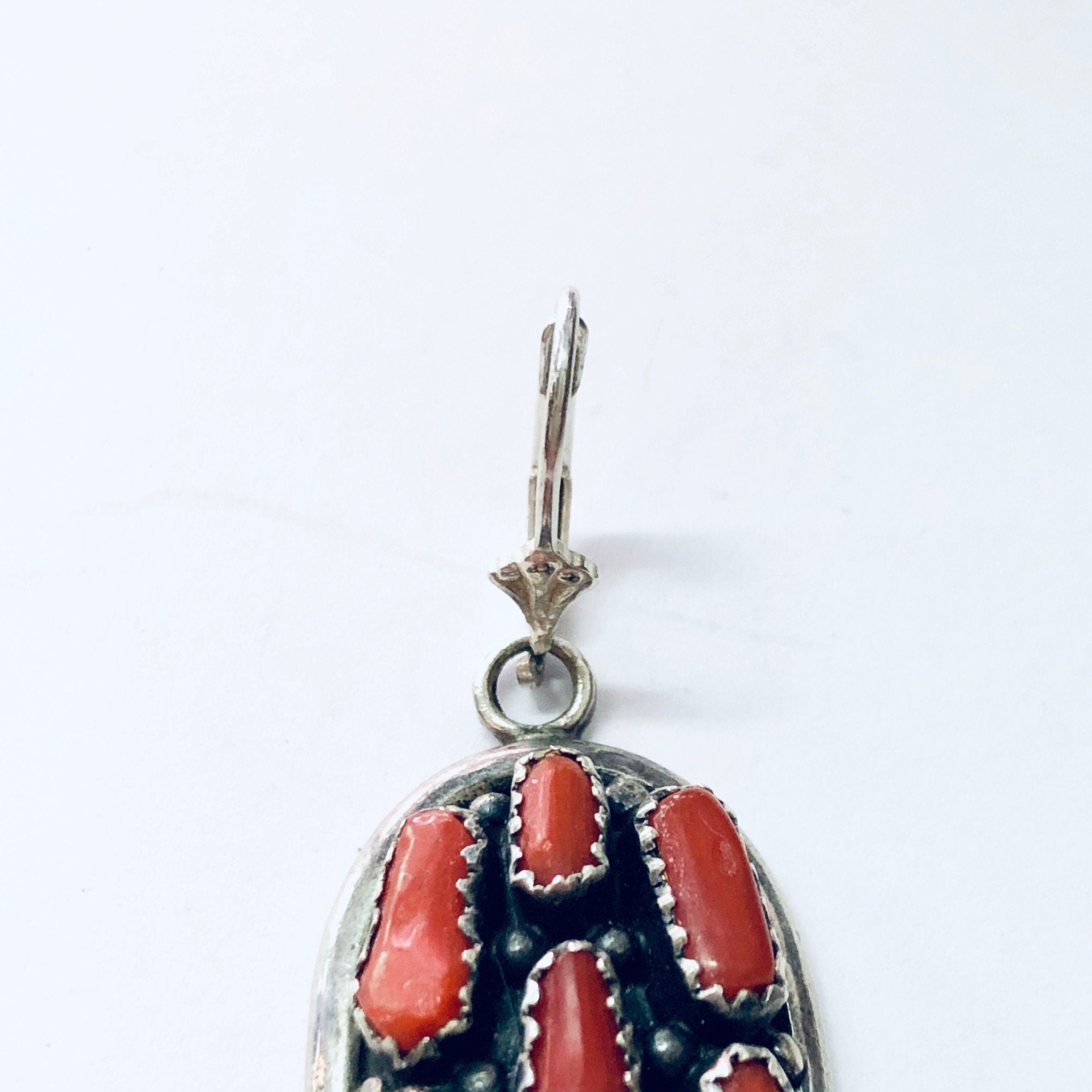 Vintage Earrings, Silver Earrings, Coral Jewelry, Coral Earrings, Vintage Jewelry, Pierced Ears, Southwestern Style, Boho Jewelry, Bohemian