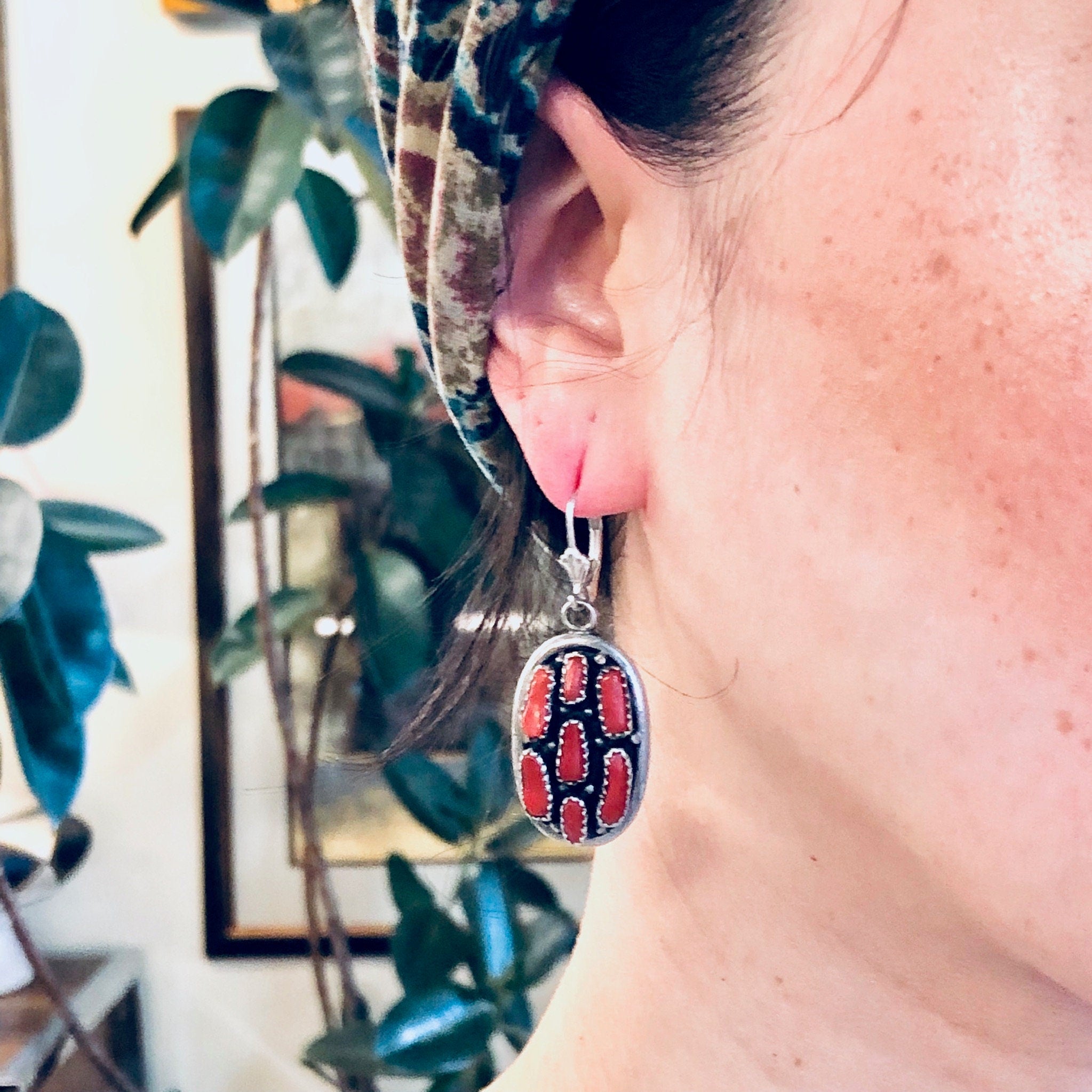Vintage Earrings, Silver Earrings, Coral Jewelry, Coral Earrings, Vintage Jewelry, Pierced Ears, Southwestern Style, Boho Jewelry, Bohemian