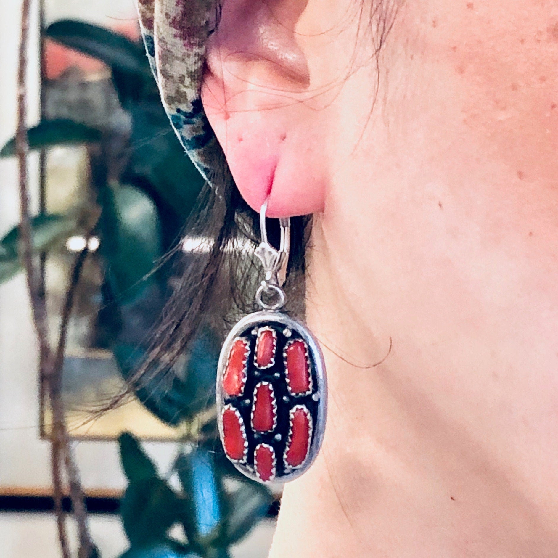 Vintage Earrings, Silver Earrings, Coral Jewelry, Coral Earrings, Vintage Jewelry, Pierced Ears, Southwestern Style, Boho Jewelry, Bohemian