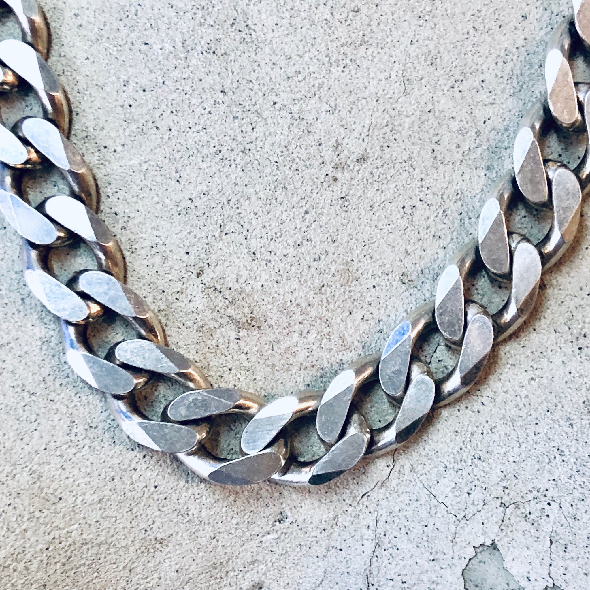 Vintage Chain, Silver Chain, Cuban Link Chain, Heavy Chain, Statement Jewelry, Vintage Jewelry, Unique Necklace, Vintage Necklace, 925 Chain