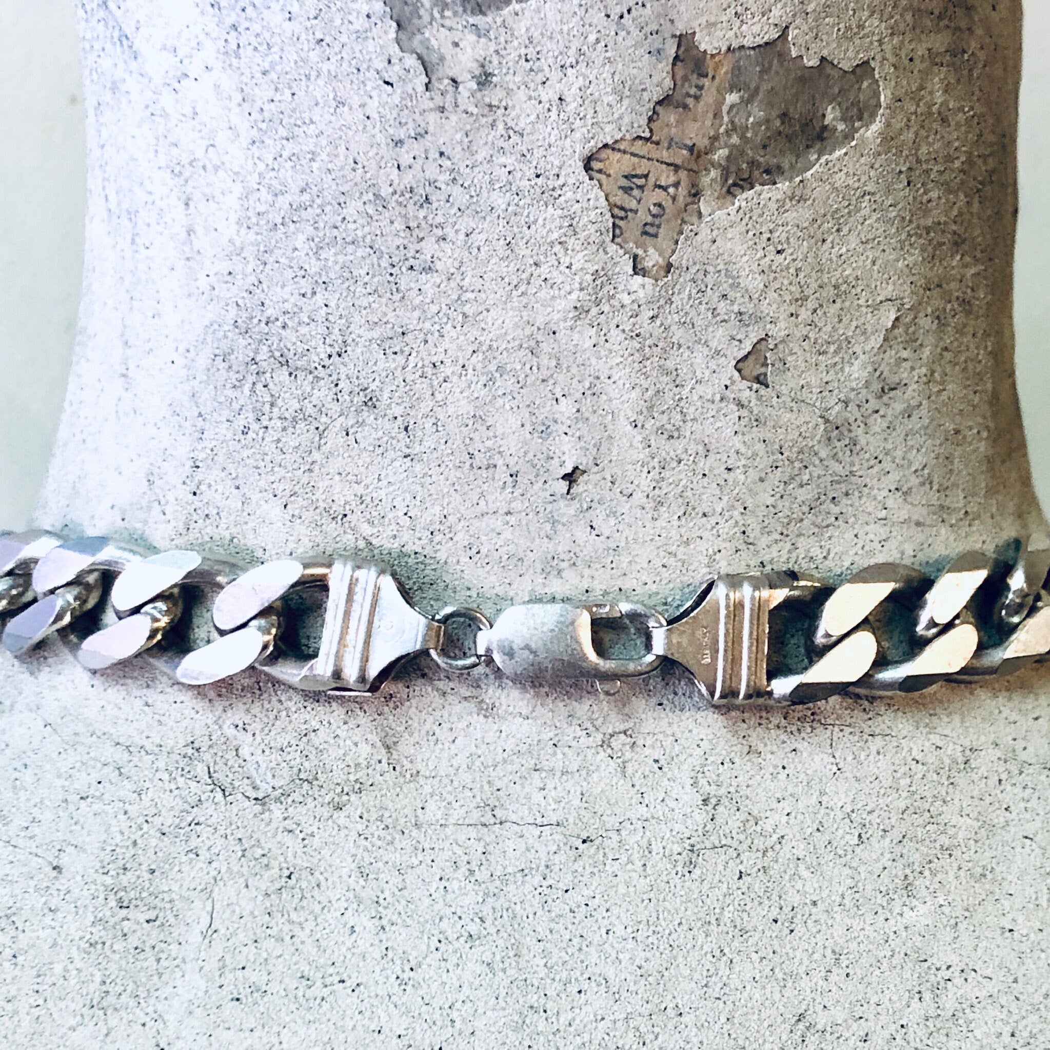 Vintage Chain, Silver Chain, Cuban Link Chain, Heavy Chain, Statement Jewelry, Vintage Jewelry, Unique Necklace, Vintage Necklace, 925 Chain
