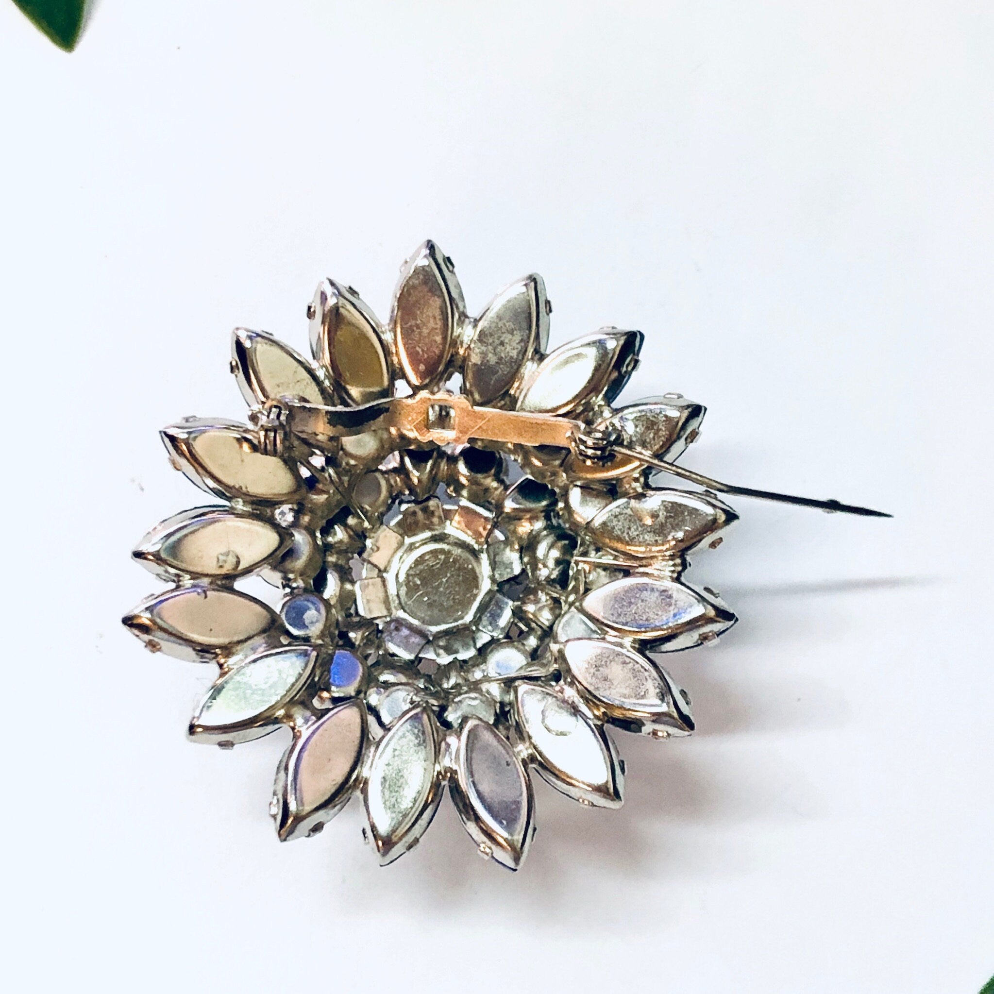 Vintage Brooch, Costume Jewelry, Statement Jewelry, Vintage Pin, Vintage Jewelry, Blue Gemstones, Green Gemstone, Plastic Brooch, Large Pin