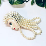 Vintage Brooch, Vintage Pin, Unique Brooch, Vintage Jewelry, Costume Jewelry, Beaded Brooch, Face Pin, Lady Face, Flapper Brooch, Pretty Pin