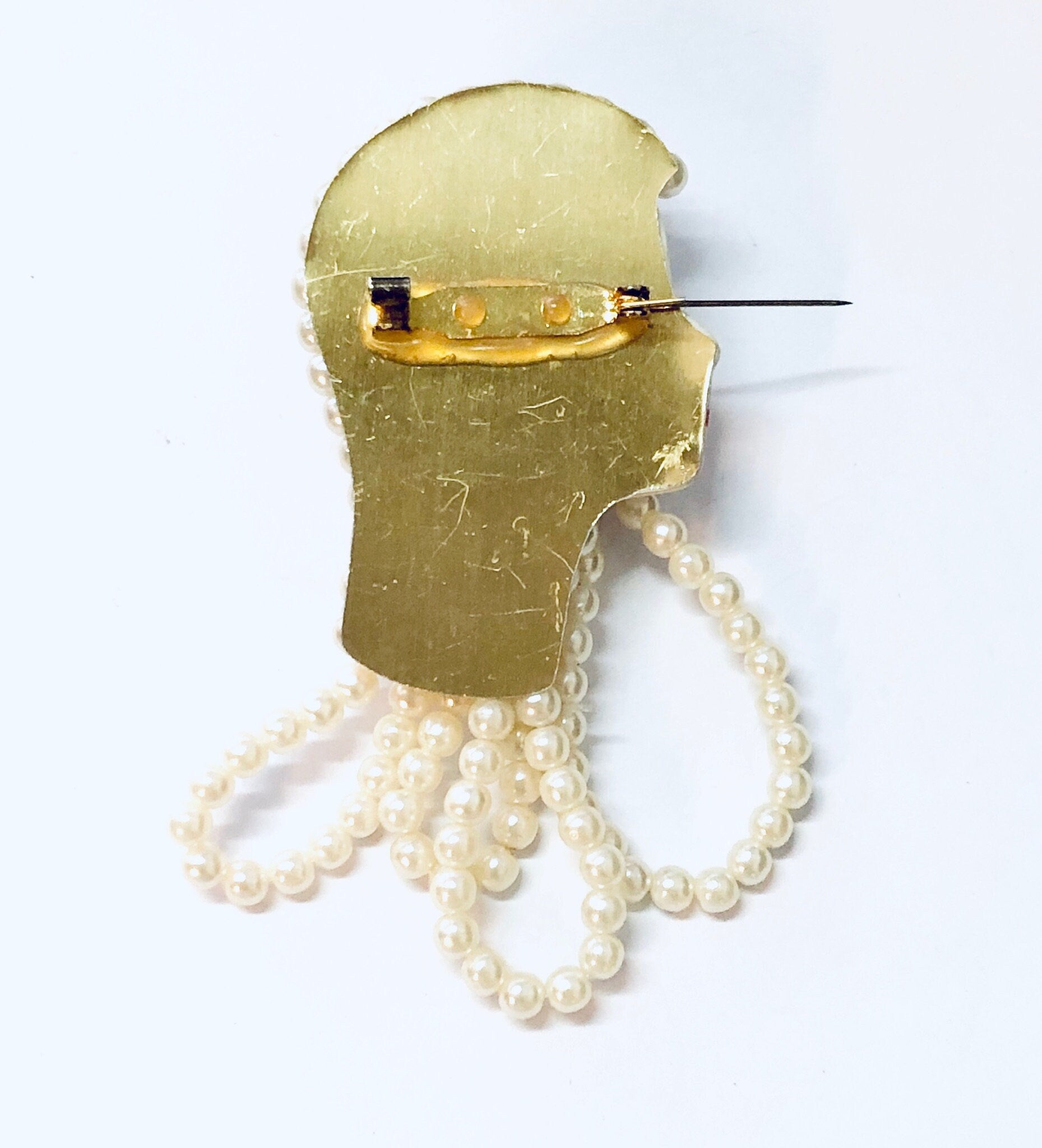Vintage Brooch, Vintage Pin, Unique Brooch, Vintage Jewelry, Costume Jewelry, Beaded Brooch, Face Pin, Lady Face, Flapper Brooch, Pretty Pin