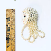 Vintage Brooch, Vintage Pin, Unique Brooch, Vintage Jewelry, Costume Jewelry, Beaded Brooch, Face Pin, Lady Face, Flapper Brooch, Pretty Pin