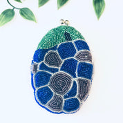 Vintage Coin Purse, Beaded Coin Purse, Change Purse, Beaded Accessories, Blue Beads, purple Beads, Green Beads, Kiss lock Purse, Small Purse
