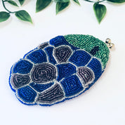 Vintage Coin Purse, Beaded Coin Purse, Change Purse, Beaded Accessories, Blue Beads, purple Beads, Green Beads, Kiss lock Purse, Small Purse