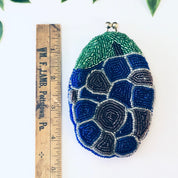 Vintage Coin Purse, Beaded Coin Purse, Change Purse, Beaded Accessories, Blue Beads, purple Beads, Green Beads, Kiss lock Purse, Small Purse