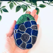 Vintage Coin Purse, Beaded Coin Purse, Change Purse, Beaded Accessories, Blue Beads, purple Beads, Green Beads, Kiss lock Purse, Small Purse