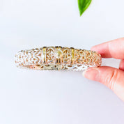 Vintage Bracelet, Silver Bracelet, Bangle Bracelet, Cuff Bracelet, Vintage Jewelry, Gold Accents, Unique Jewelry, Hinged Bangle, Unique 925