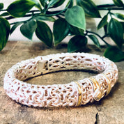 Vintage Bracelet, Silver Bracelet, Bangle Bracelet, Cuff Bracelet, Vintage Jewelry, Gold Accents, Unique Jewelry, Hinged Bangle, Unique 925