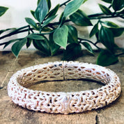 Vintage Bracelet, Silver Bracelet, Bangle Bracelet, Cuff Bracelet, Vintage Jewelry, Gold Accents, Unique Jewelry, Hinged Bangle, Unique 925