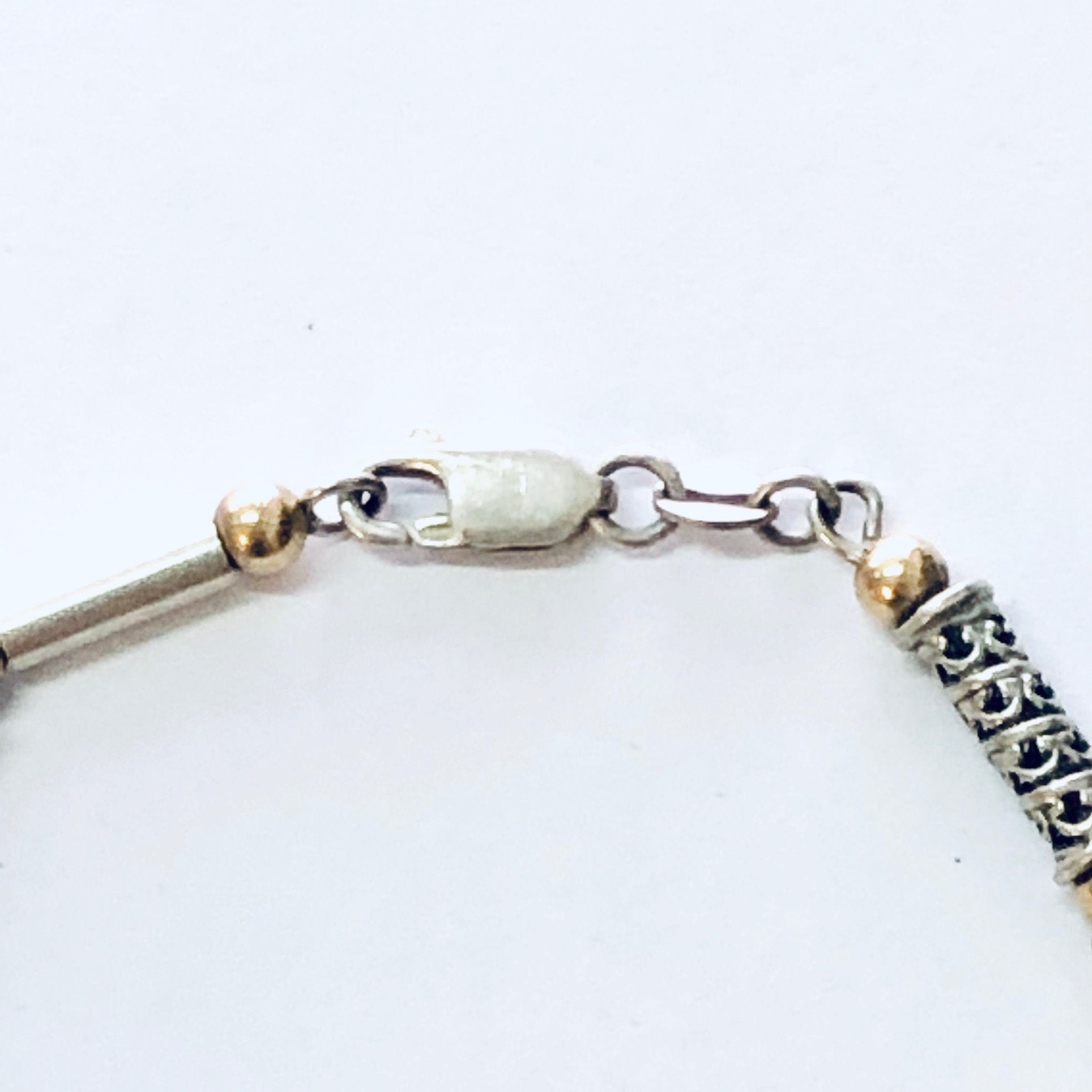 Vintage Bracelet, Silver Bracelet, Link Bracelet, Vintage Jewelry, Unique Bracelet, Gold Accents, Thin Bracelet, 925 Bracelet, Anniversary